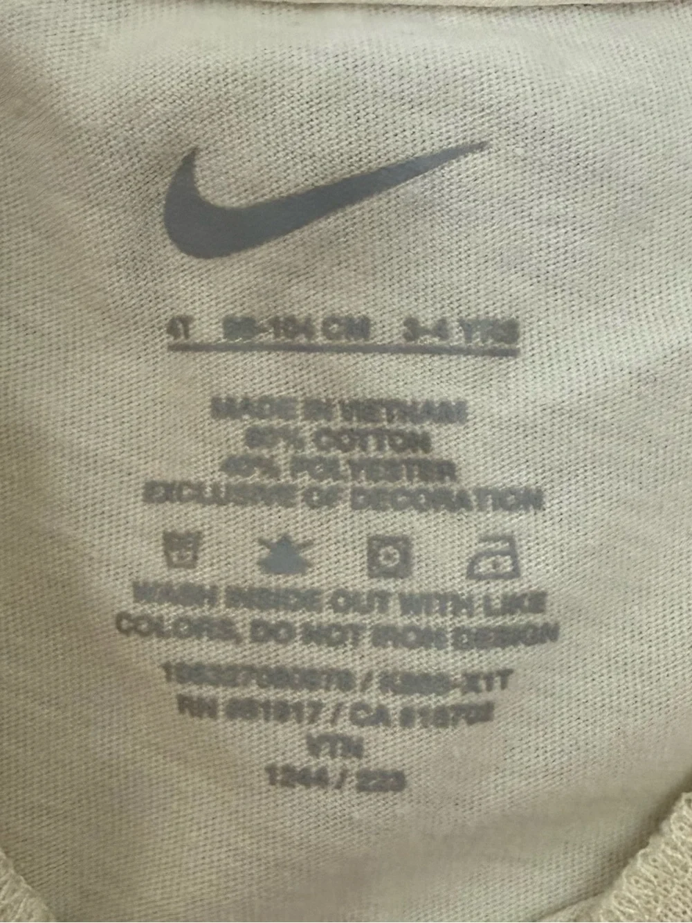 Nike Boys' 4T 2-Piece Cream Graphic Swoosh Tee with Tan Shorts